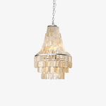 Coastal Beige 6-Light Tiered Capiz Chandelier