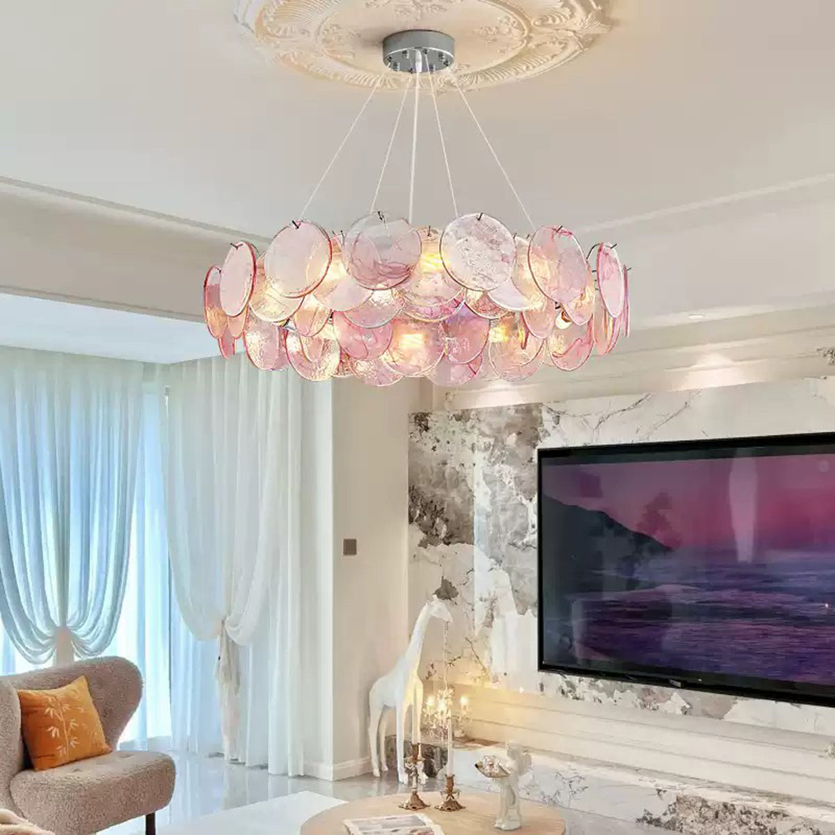 Vistosi Murano Disc Glass Chandelier