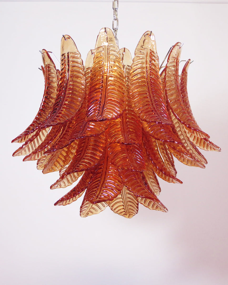 Italian Murano leaf glass chandelier