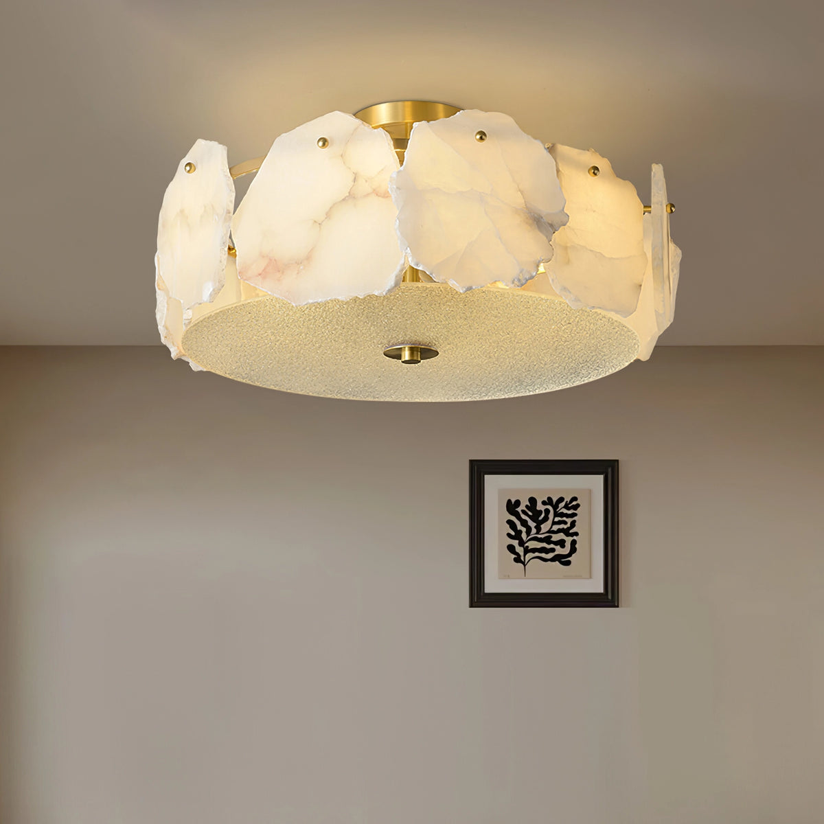 Alabaster Brass Ceiling Light
