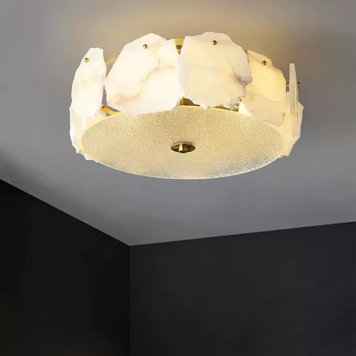 Alabaster Brass Ceiling Light