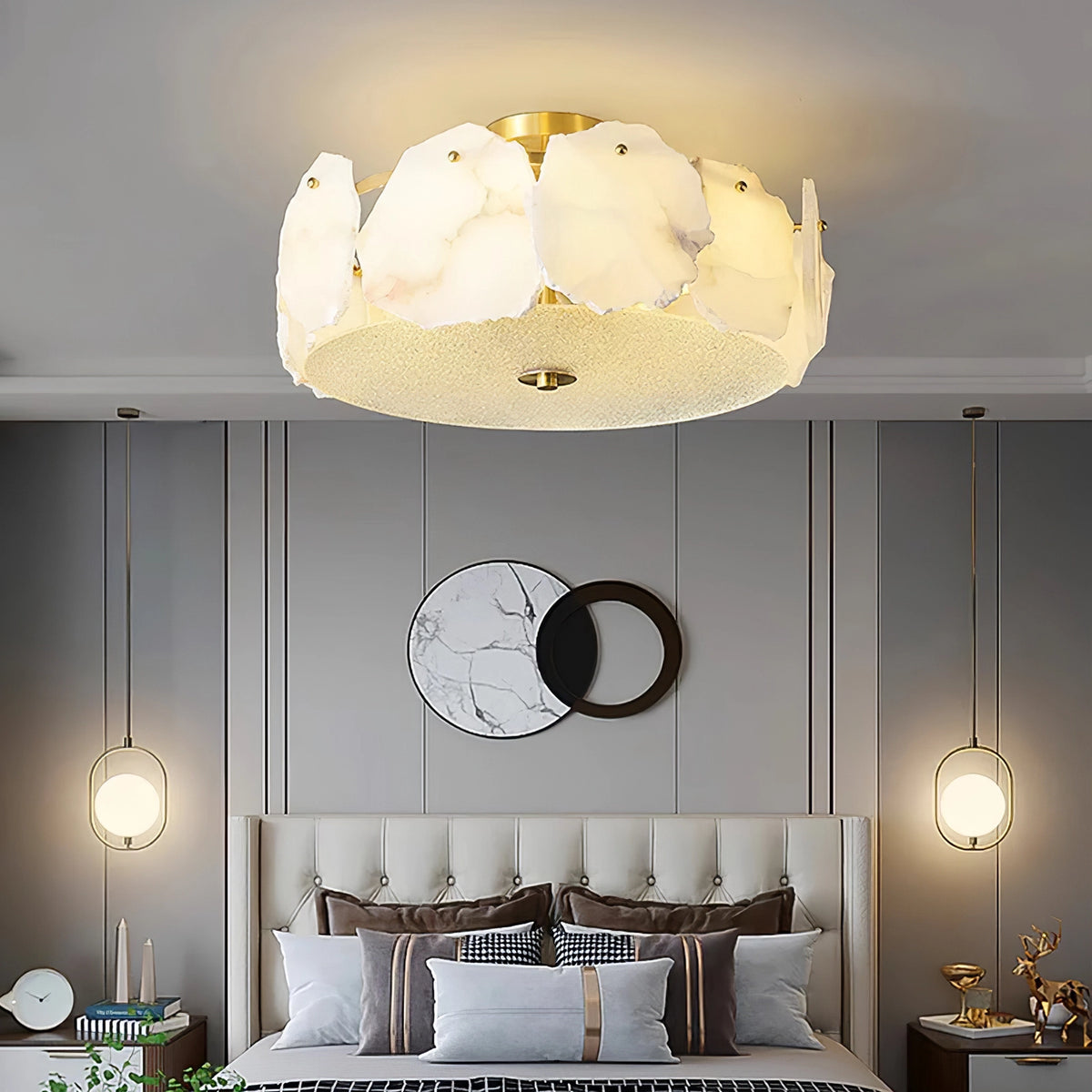 Alabaster Brass Ceiling Light