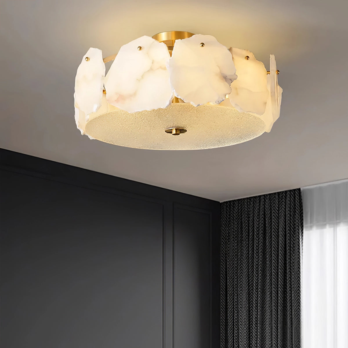 Alabaster Brass Ceiling Light