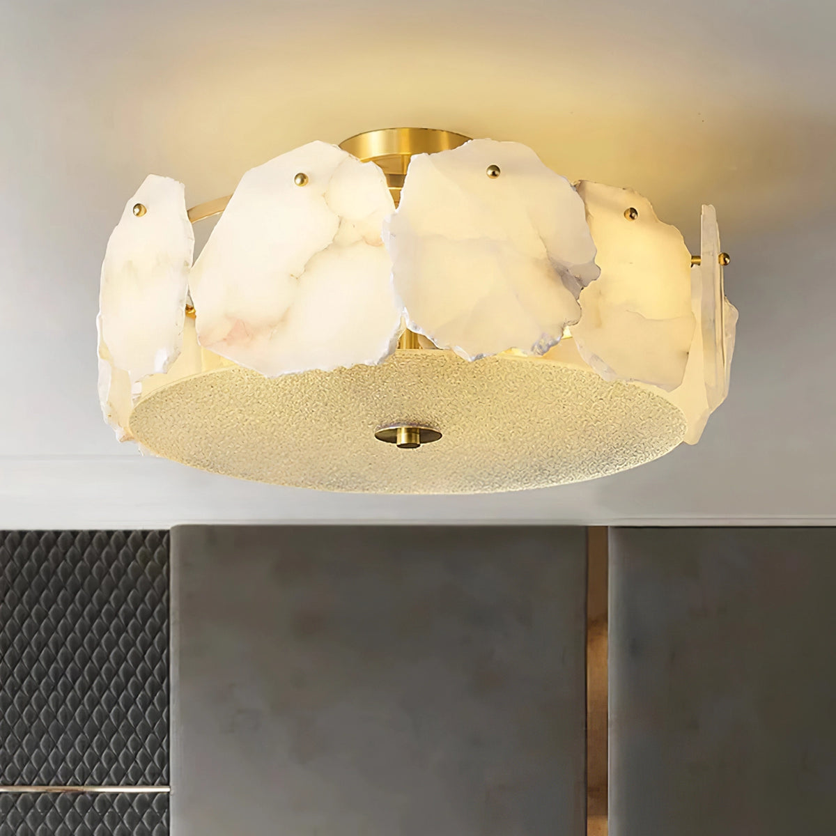Alabaster Brass Ceiling Light