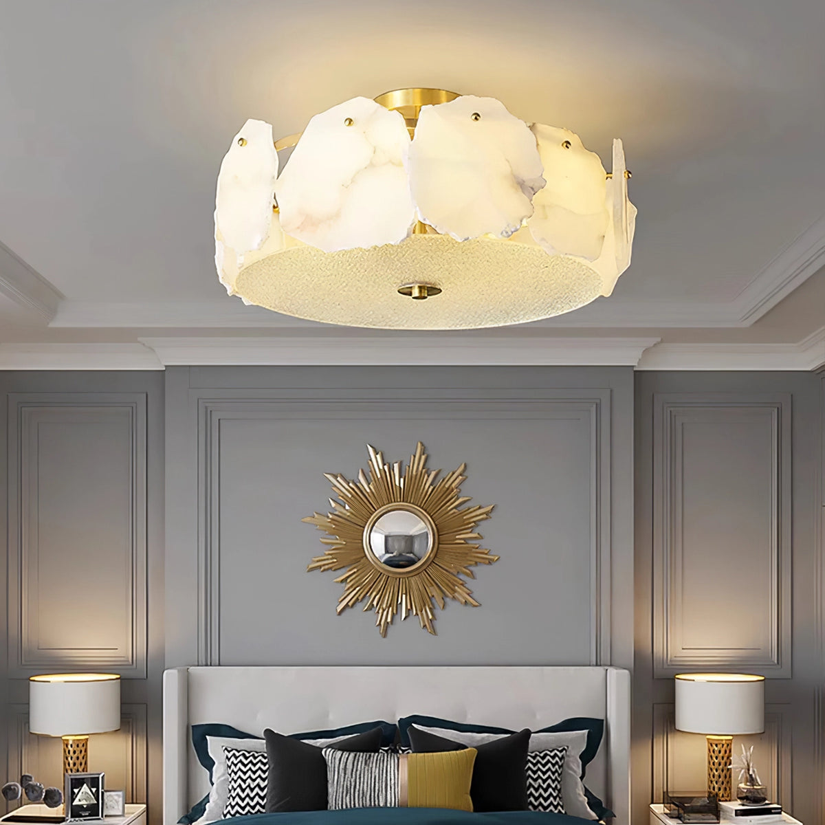 Alabaster Brass Ceiling Light