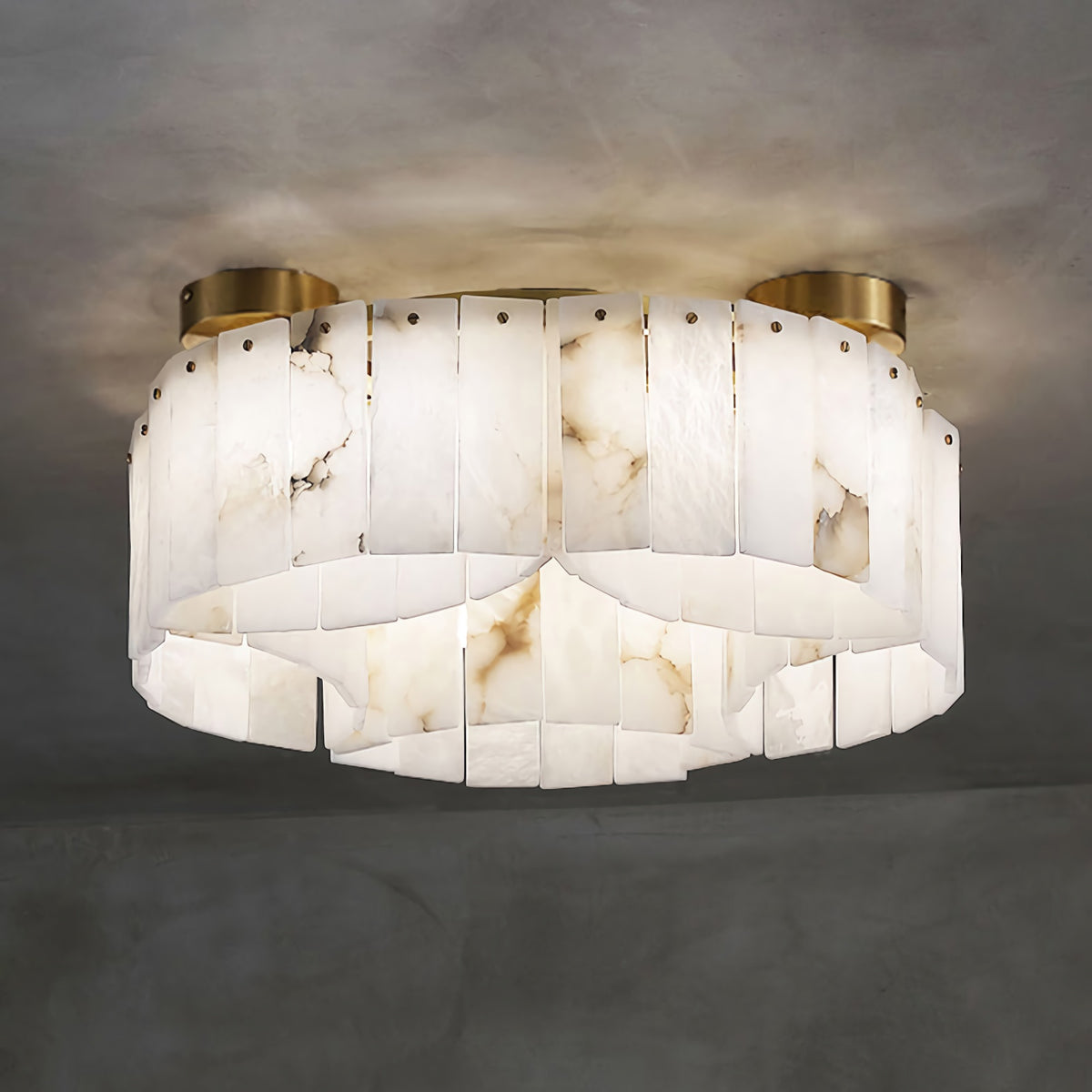 Alabaster Brass Flushmount Ceiling Lamps