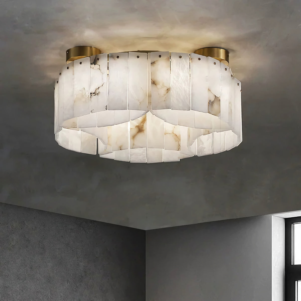 Alabaster Brass Flushmount Ceiling Lamps