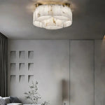 Alabaster Brass Flushmount Ceiling Lamps
