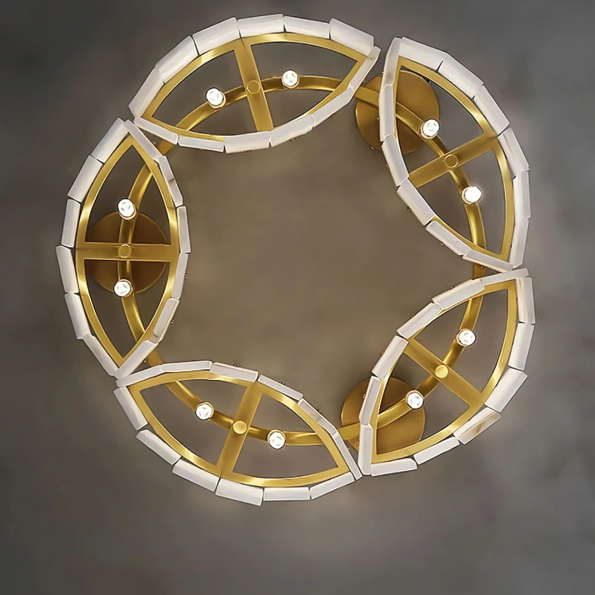 Alabaster Brass Flushmount Ceiling Lamps