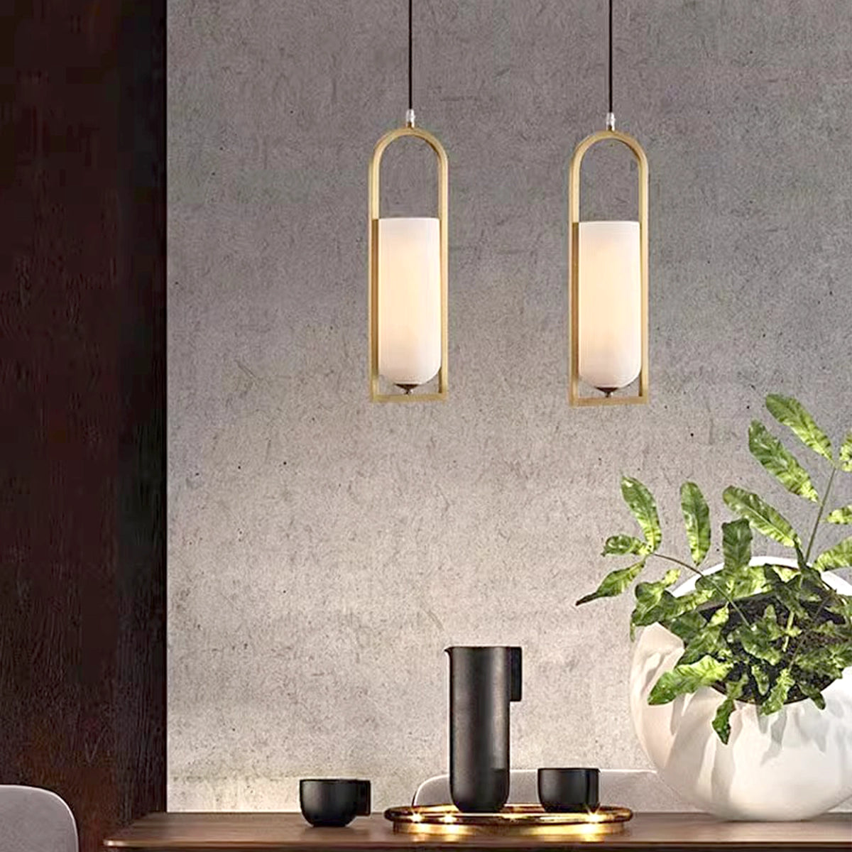 Alabaster Brass Pendant Lamp