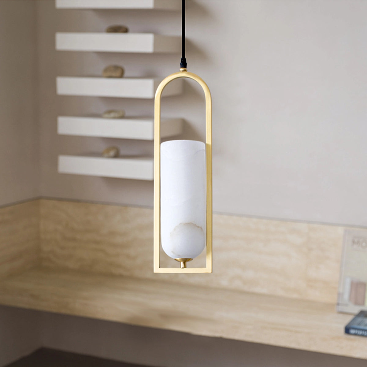 Alabaster Brass Pendant Lamp