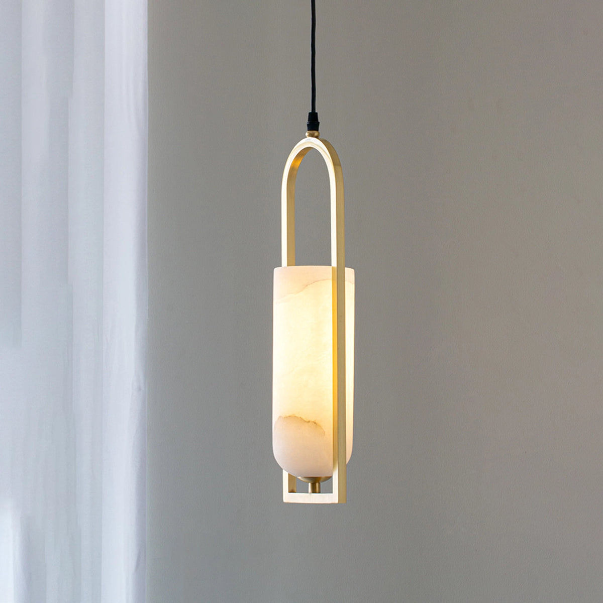 Alabaster Brass Pendant Lamp