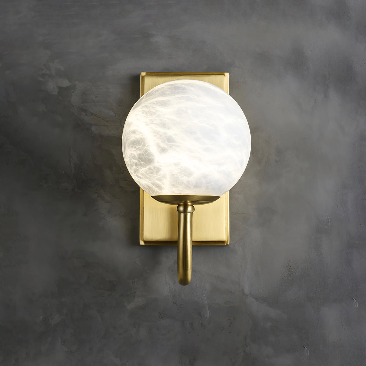 Alabaster Brass Wall Lamp