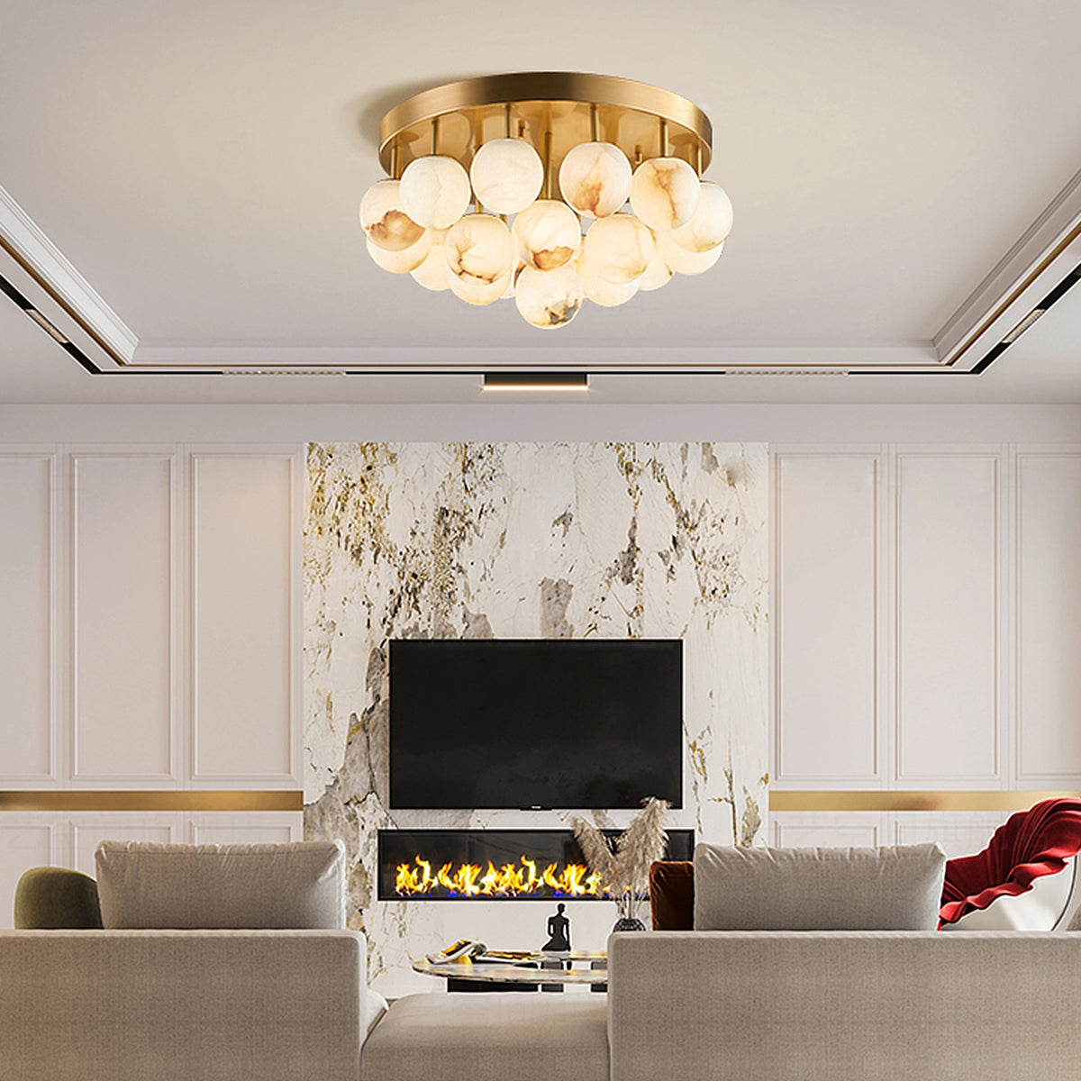 Alabaster Bubble Globe Ceiling Light