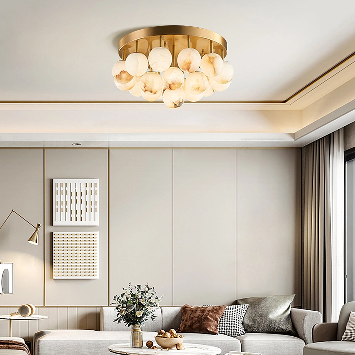 Alabaster Bubble Globe Ceiling Light