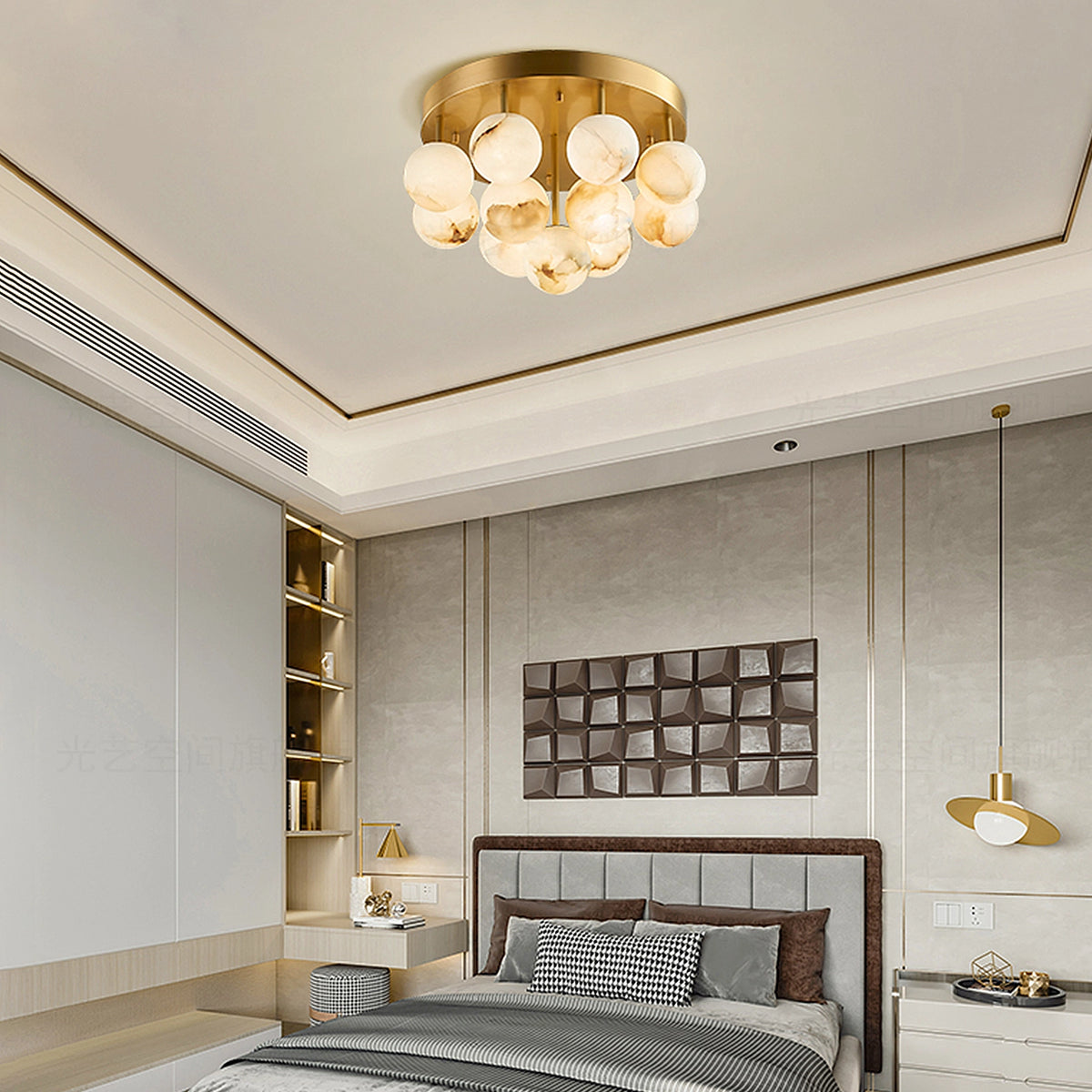 Alabaster Bubble Globe Ceiling Light