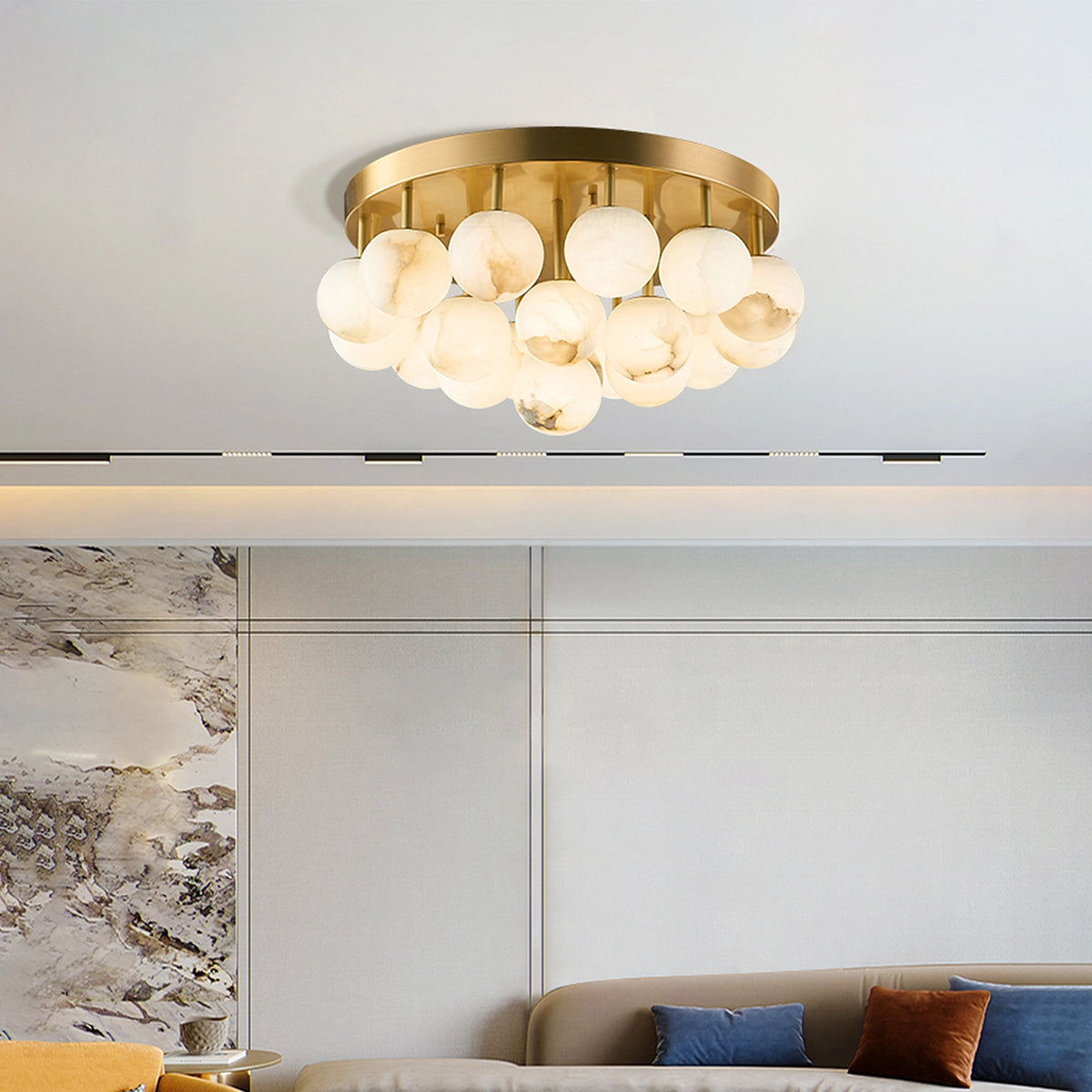 Alabaster Bubble Globe Ceiling Light