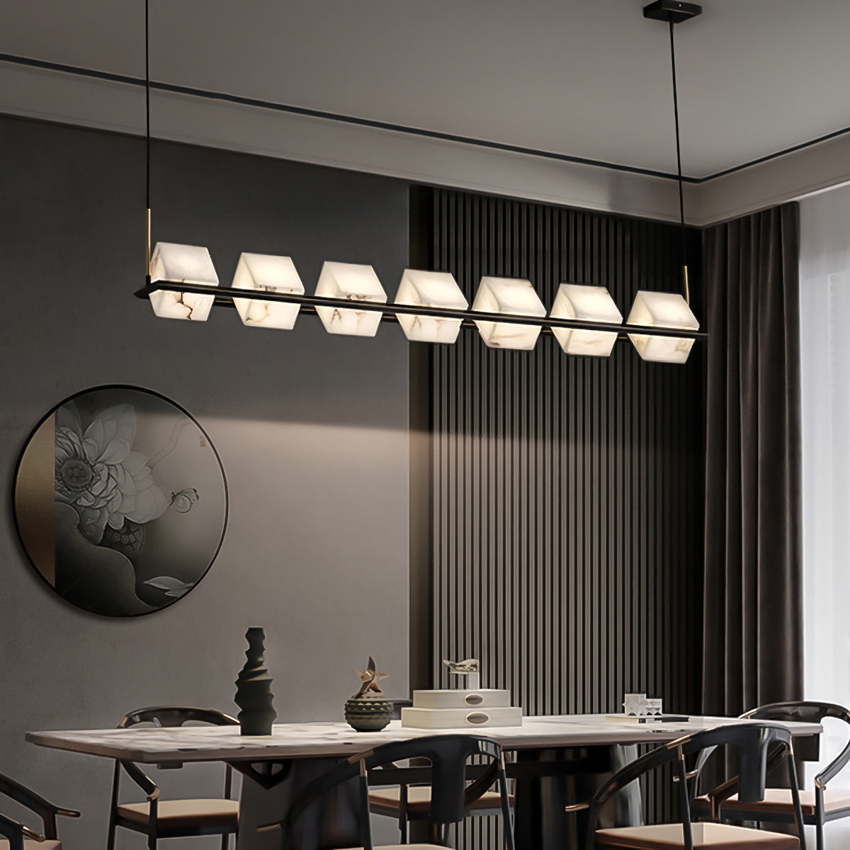 Alabaster Cubic Dining Pendant Chandelier