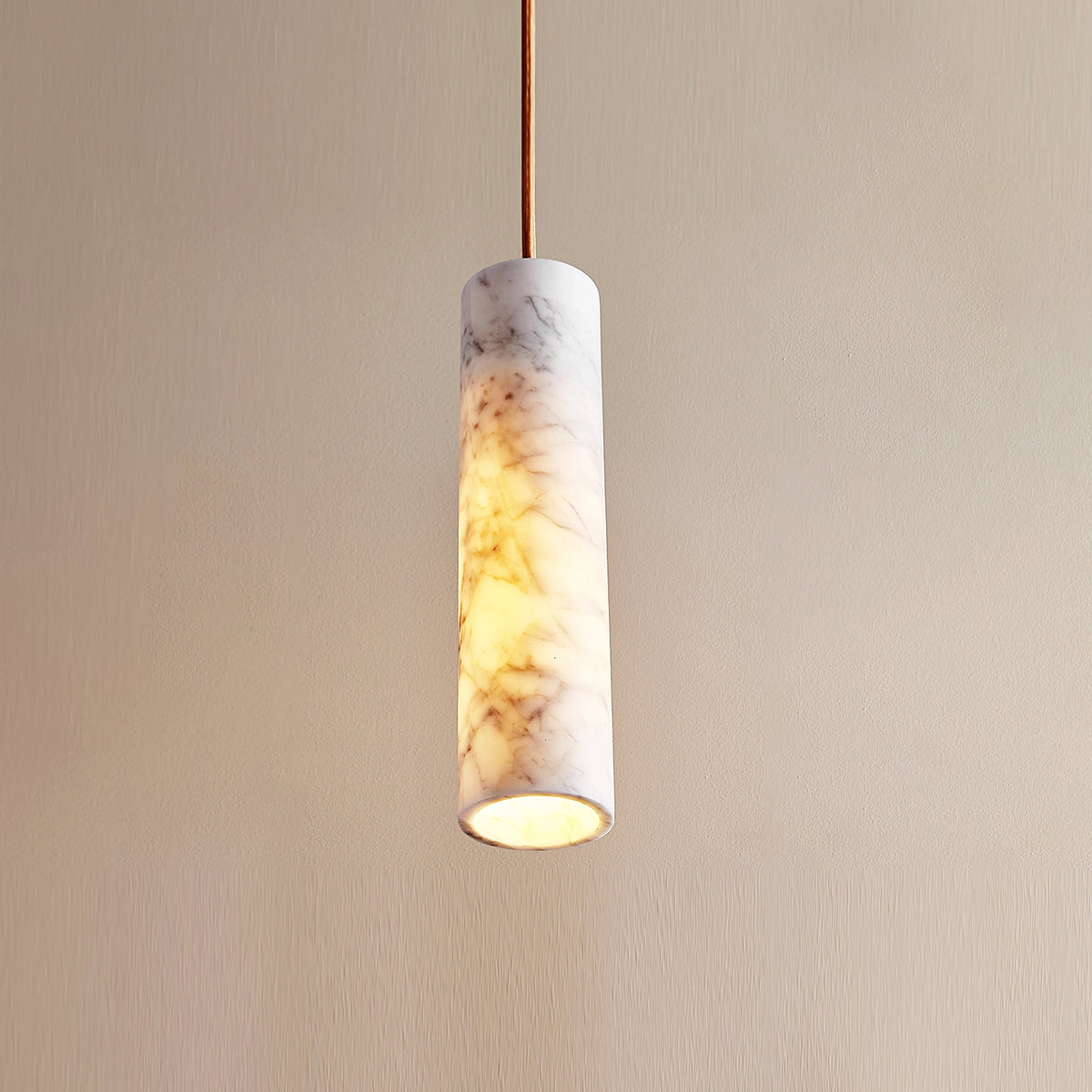 Alabaster Cylindrical Pendant Lamp
