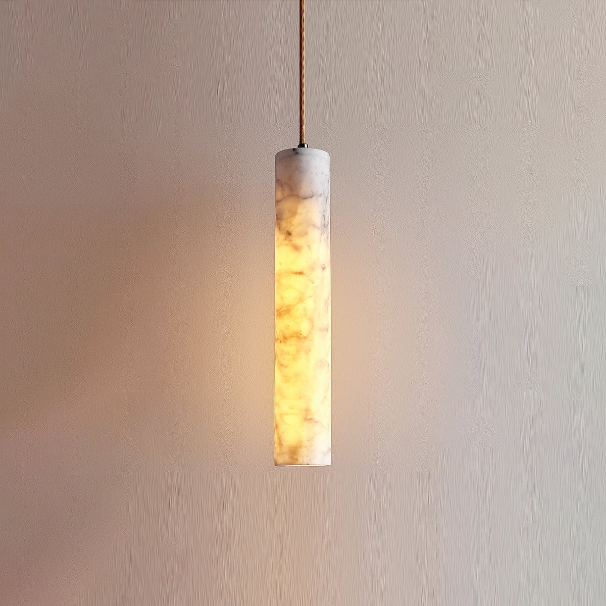 Alabaster Cylindrical Pendant Lamp