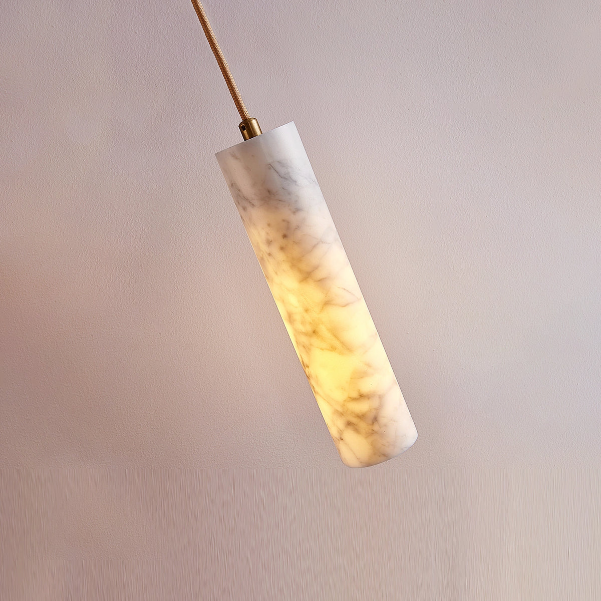 Alabaster Cylindrical Pendant Lamp