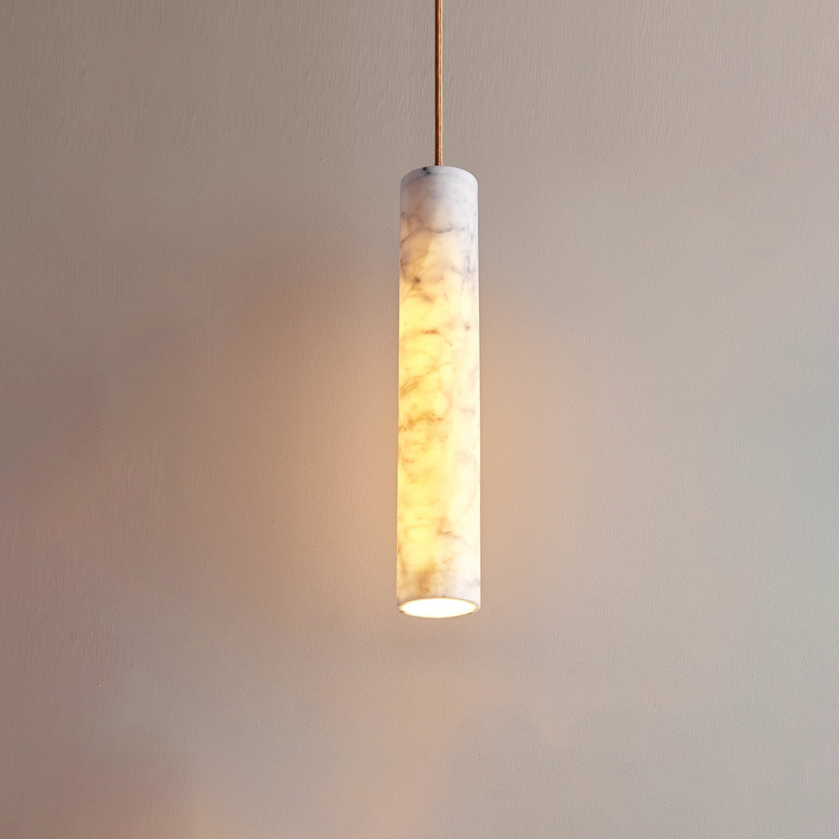 Alabaster Cylindrical Pendant Lamp