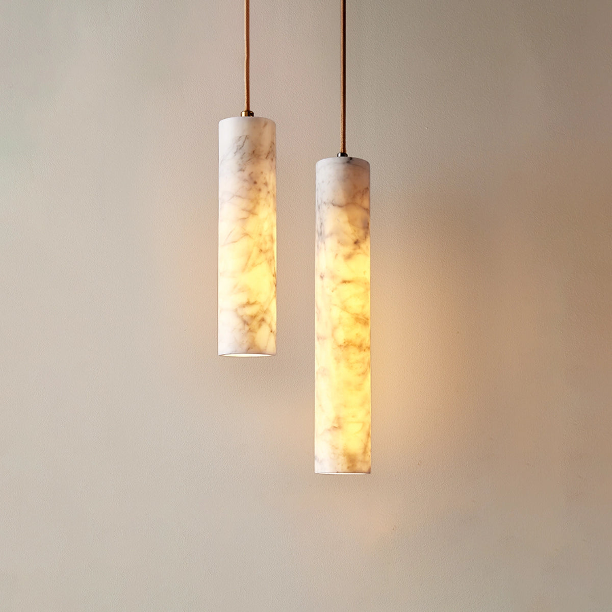 Alabaster Cylindrical Pendant Lamp