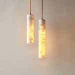 Alabaster Cylindrical Pendant Lamp