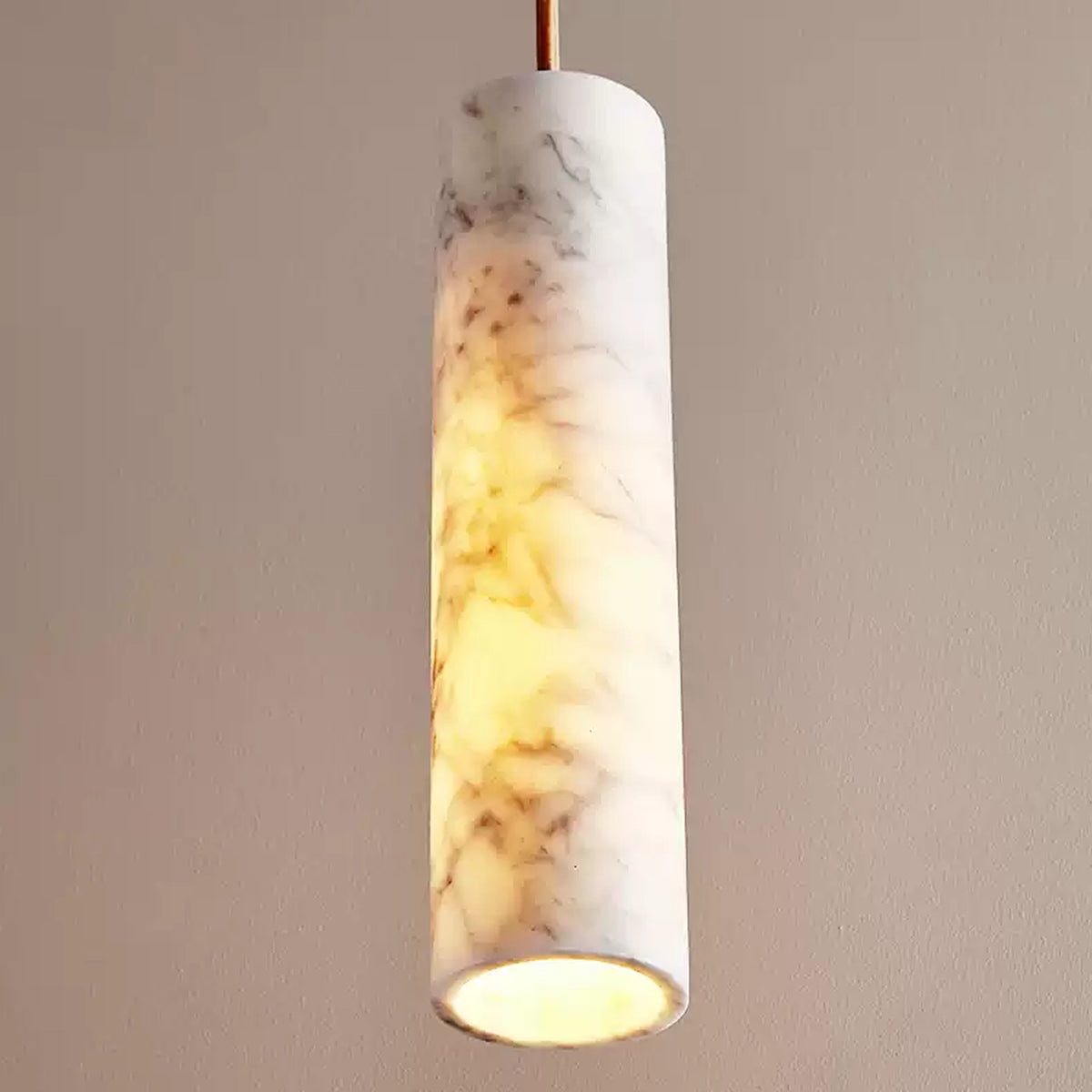 Alabaster Cylindrical Pendant Lamp
