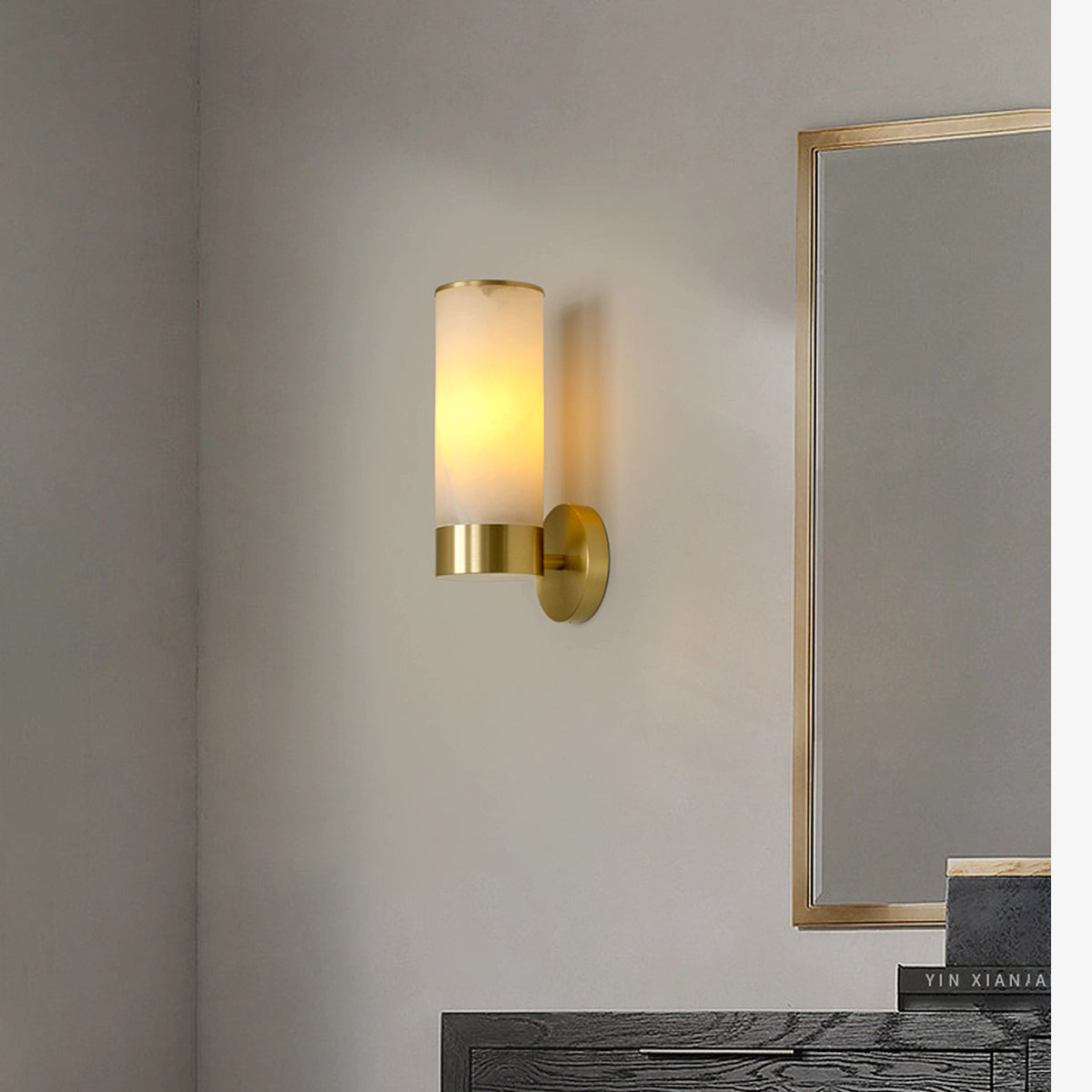 Alabaster Cylindrical Wall Lamp