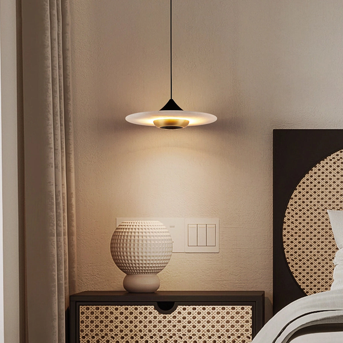 Alabaster Flying Saucer Pendant Lamp