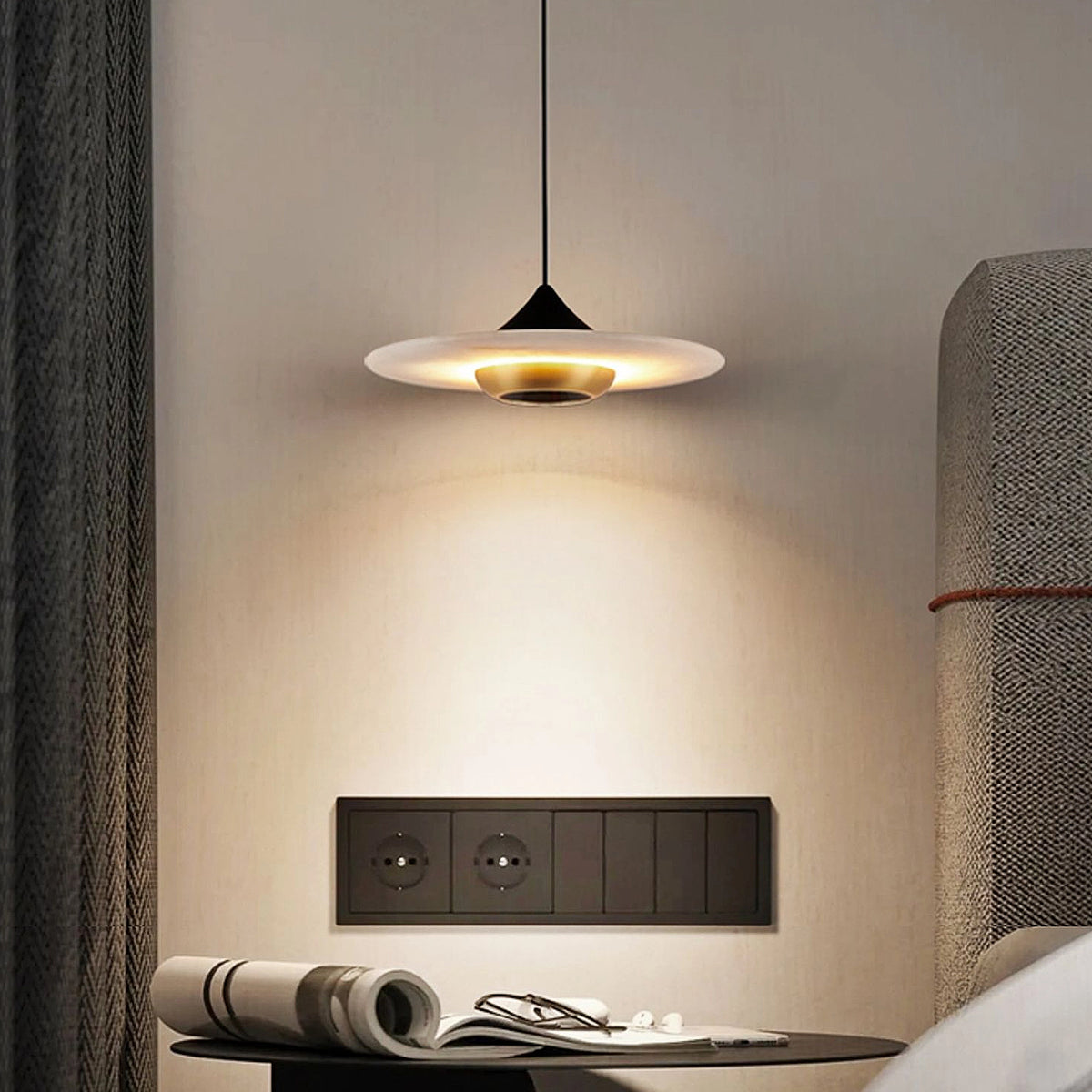 Alabaster Flying Saucer Pendant Lamp