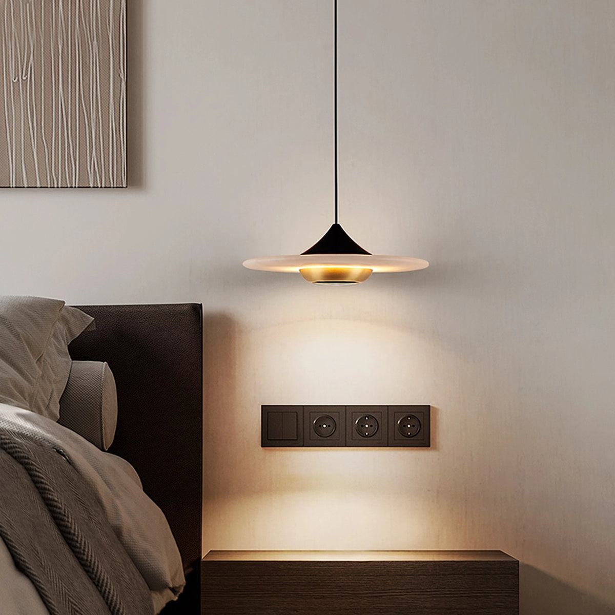 Alabaster Flying Saucer Pendant Lamp