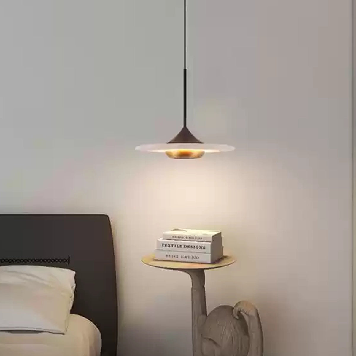 Alabaster Flying Saucer Pendant Lamp