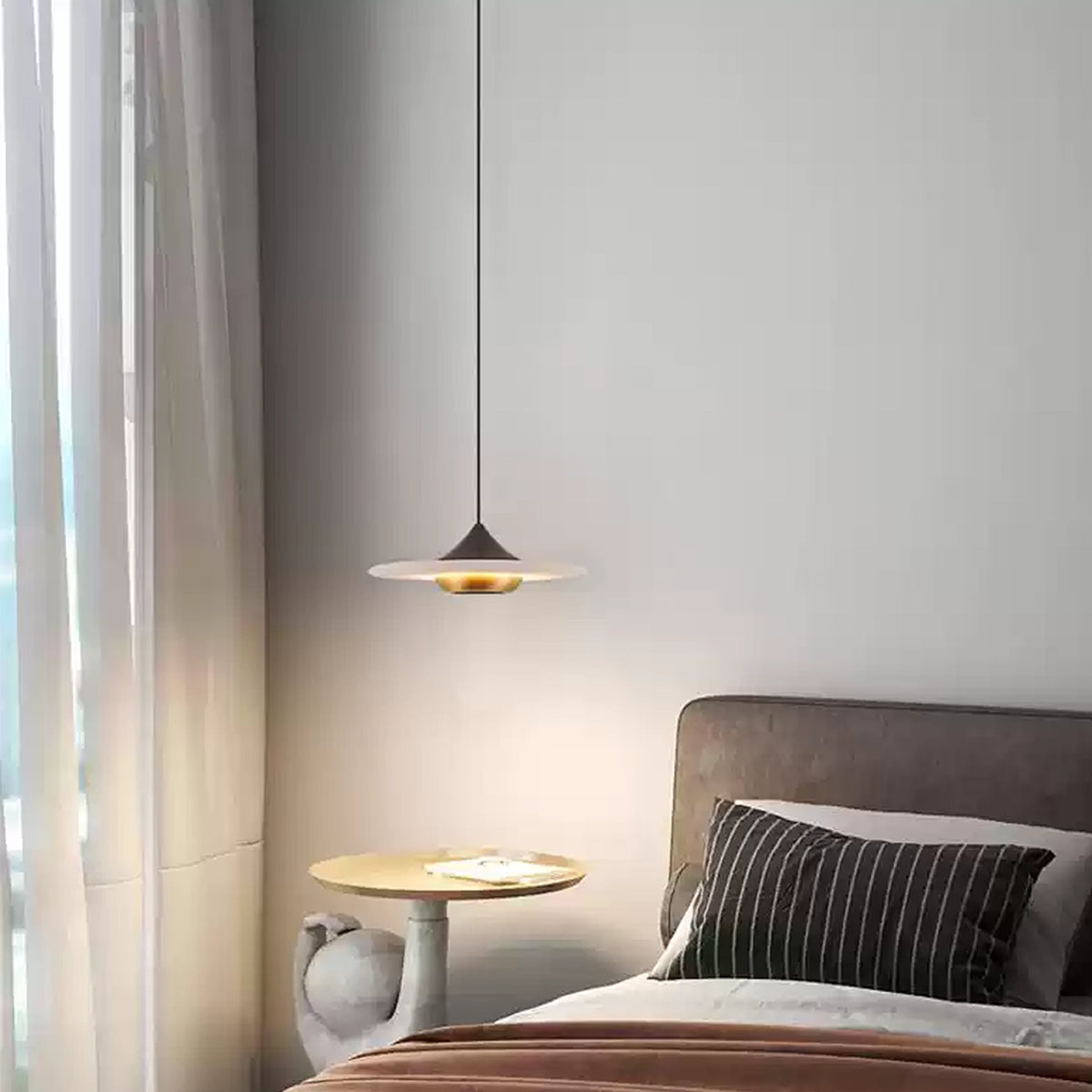 Alabaster Flying Saucer Pendant Lamp