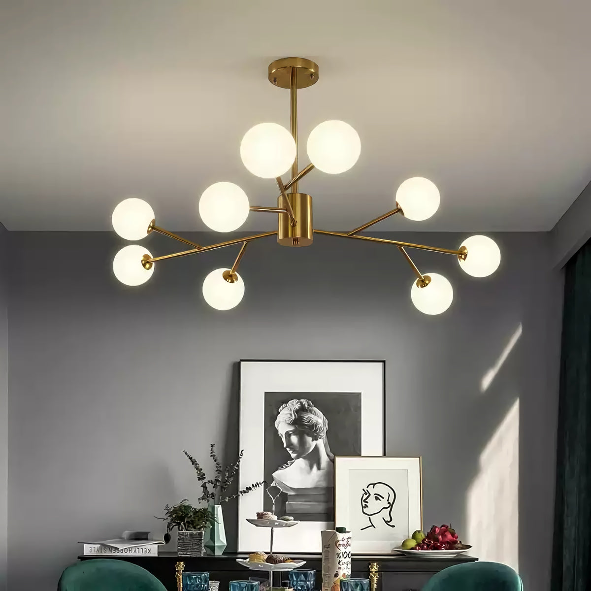 Alabaster Globe Branch Chandelier