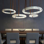 Alabaster Hoop Leather Chandelier