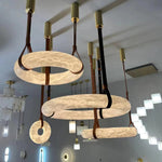 Alabaster Hoop Leather Chandelier