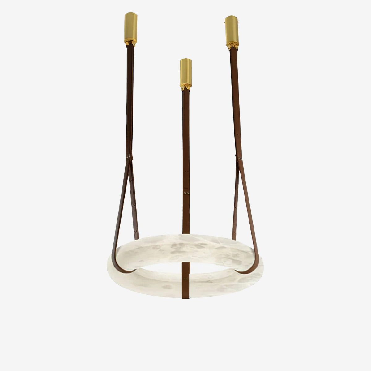 Alabaster Hoop Leather Chandelier