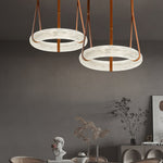 Alabaster Hoop Leather Chandelier