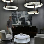 Alabaster Hoop Leather Chandelier