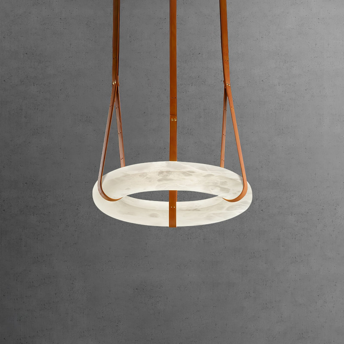 Alabaster Hoop Leather Chandelier
