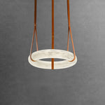 Alabaster Hoop Leather Chandelier