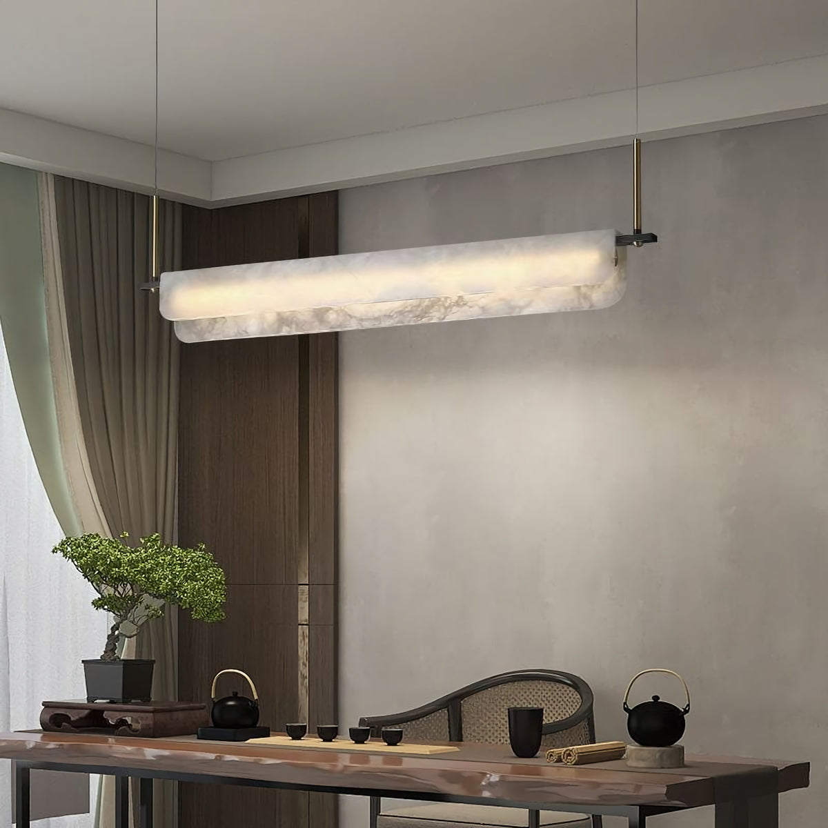 Alabaster Linear Art Chandelier