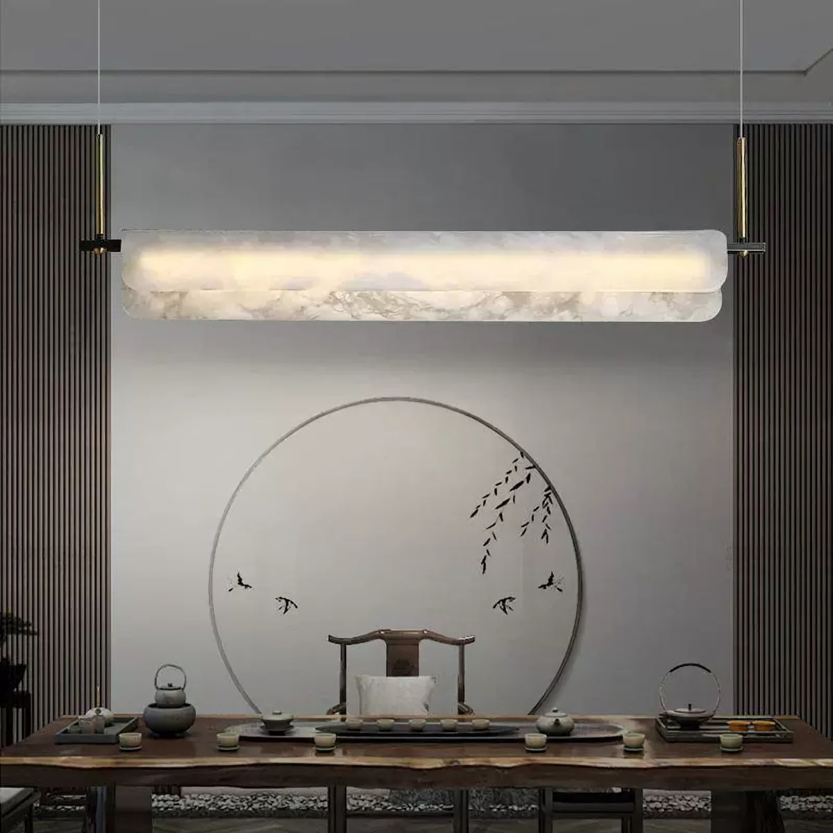 Alabaster Linear Art Chandelier