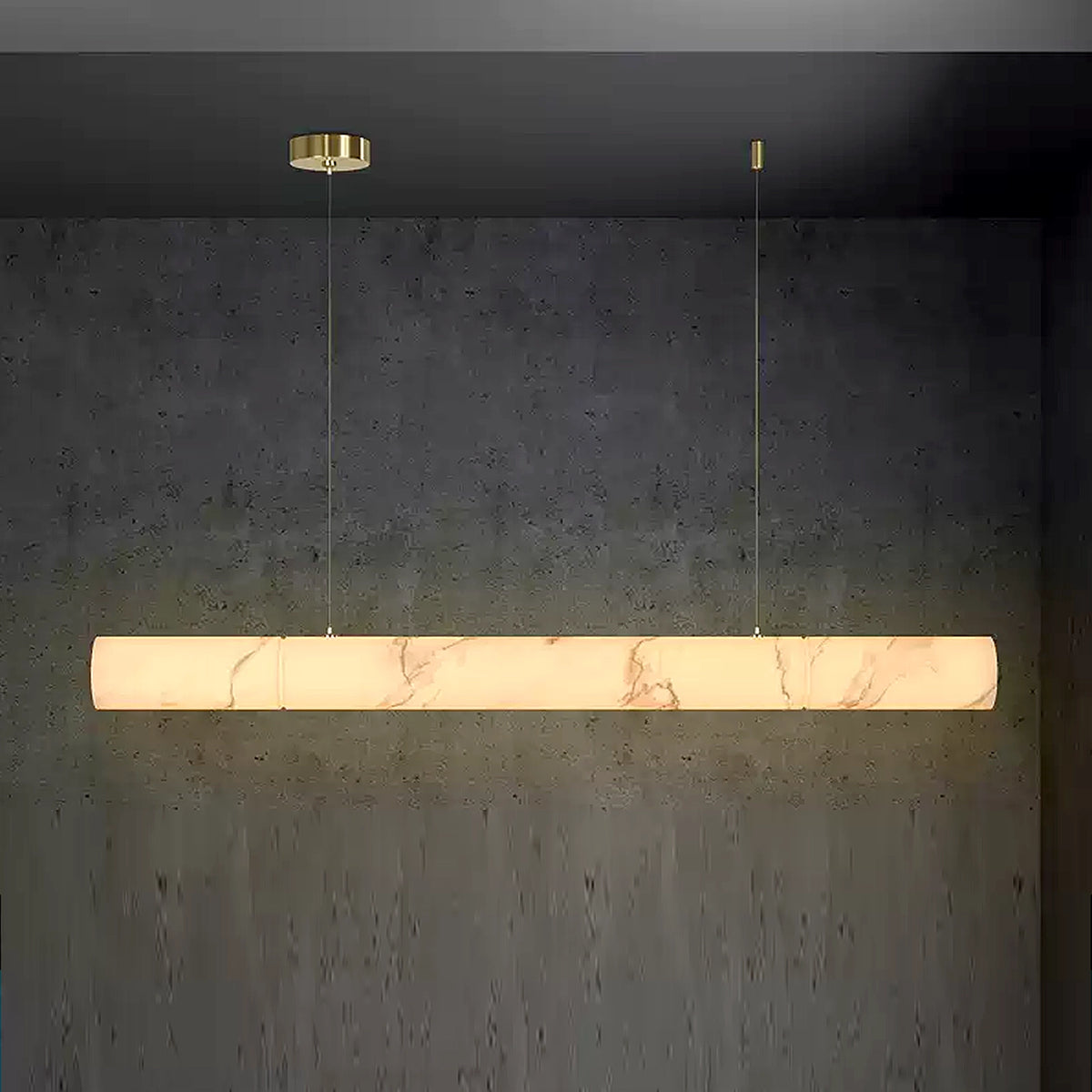 Alabaster Linear Brass Pendant Lamp