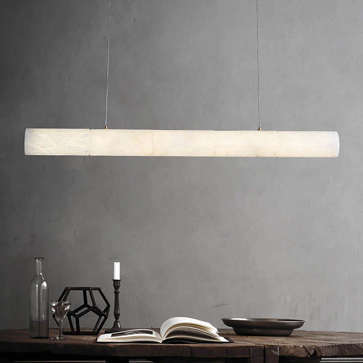 Alabaster Linear Brass Pendant Lamp