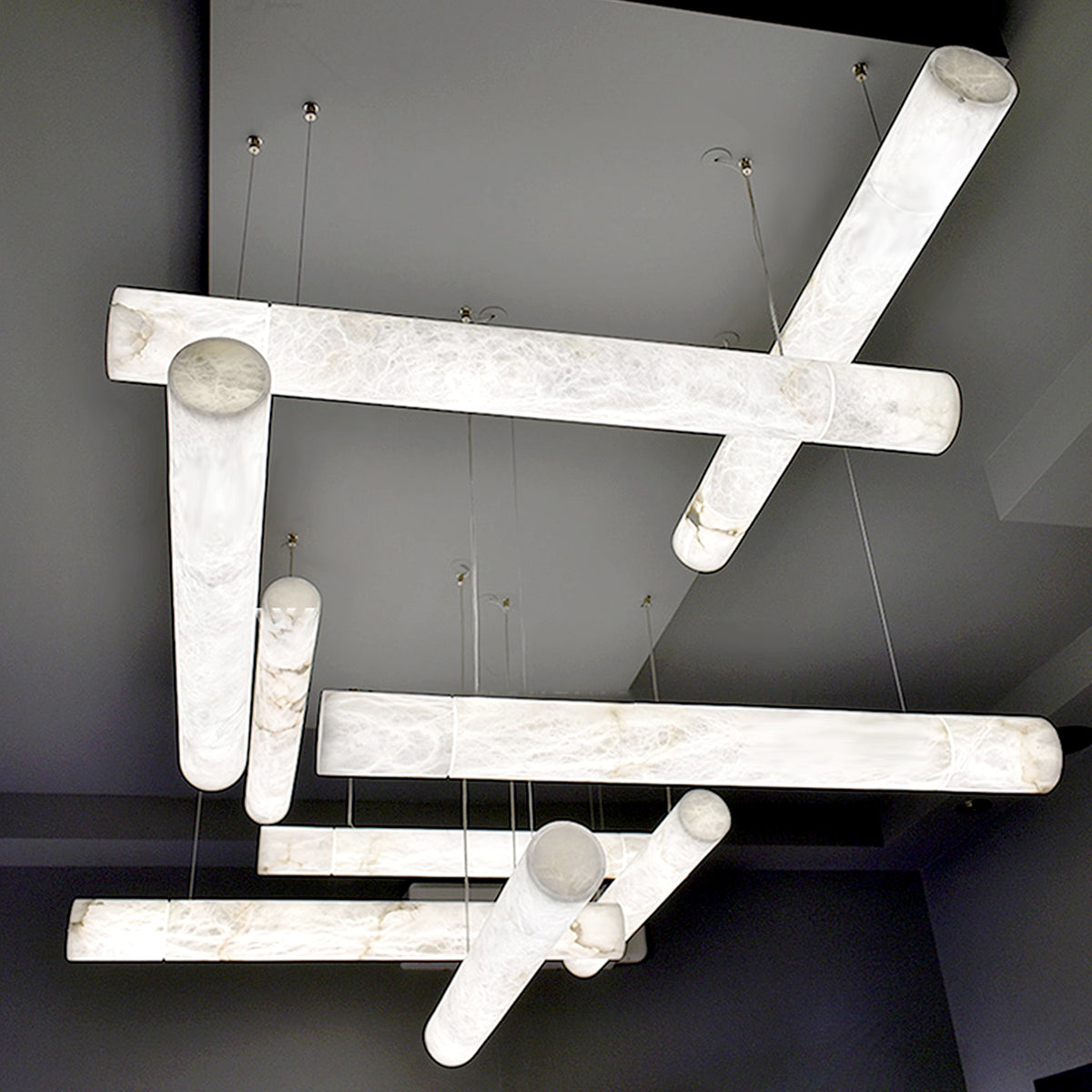 Alabaster Linear Brass Pendant Lamp