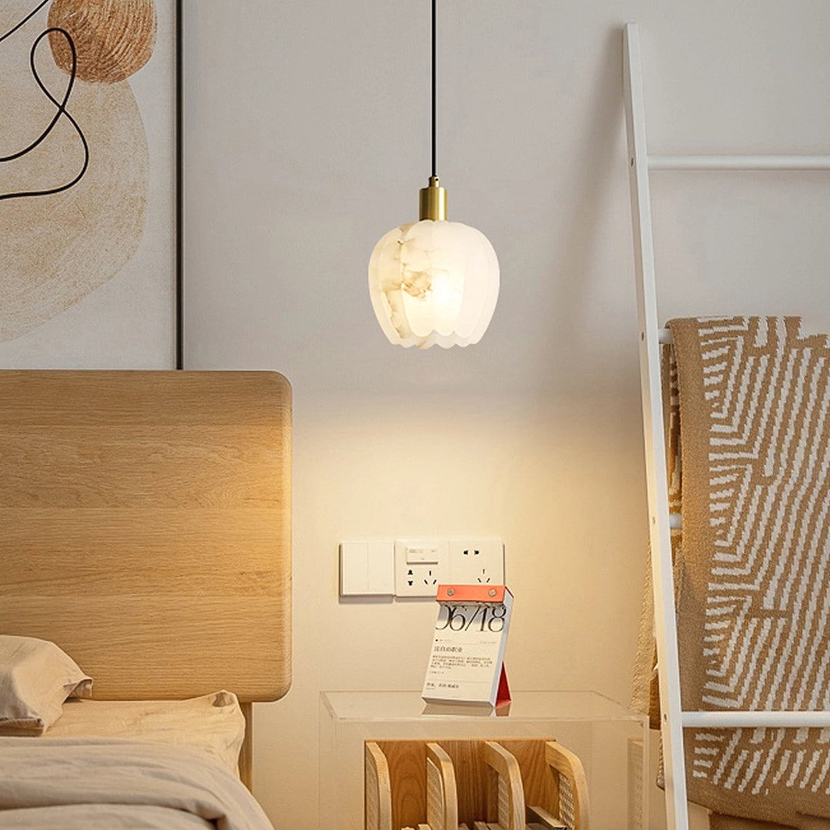 Alabaster Lotus Pendant Lamp