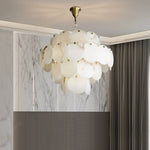 Alabaster Magnolia Multi-Tiered Round Chandelier